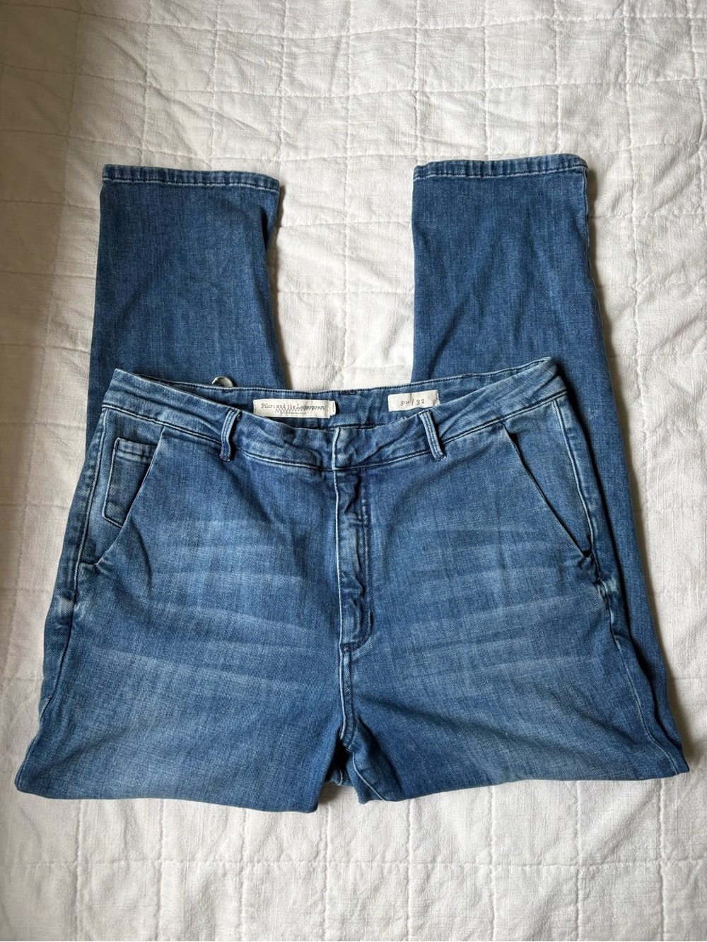 Pilcro High Waist Straight Leg Chino Style Blue Jeans Women’s 32